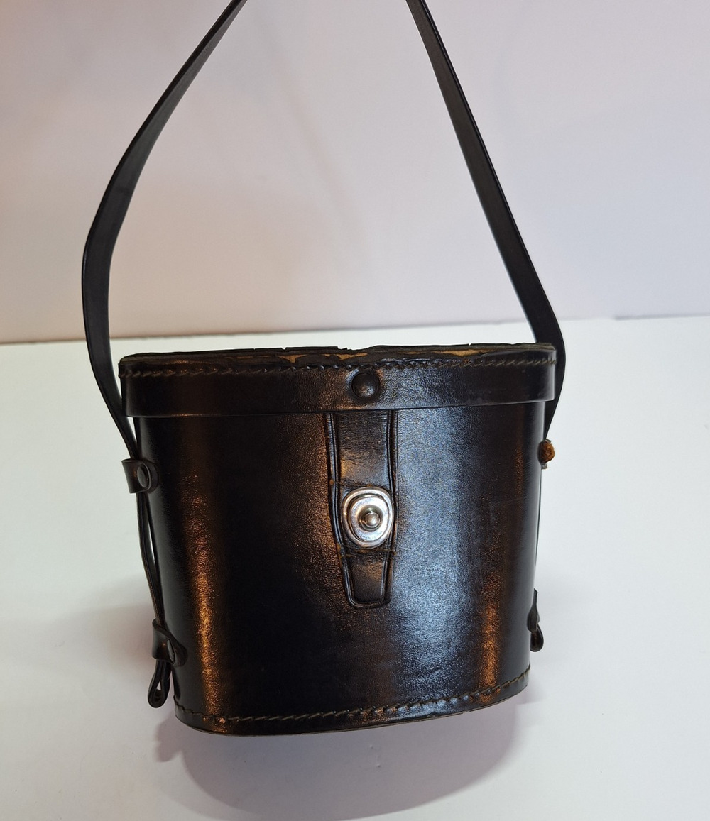 Vintage Canon Binoculars Case Black Leather with Black Felt Interior